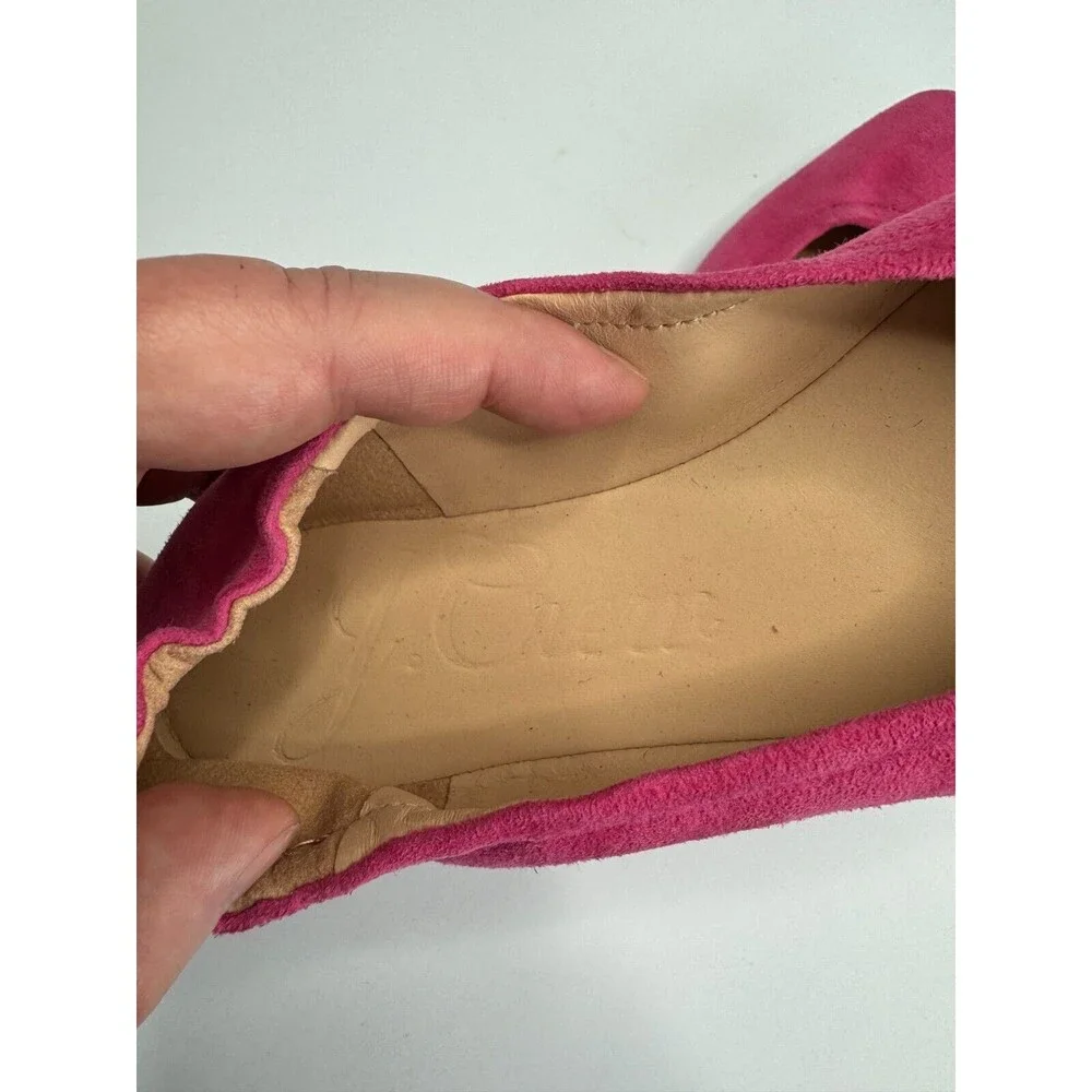 J. Crew Kids Size 5 Anya Scrunchie Ballet Flats in Pink Suede Leather Square Toe